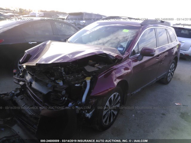 4S4BSELC9F3211626 - 2015 SUBARU OUTBACK 3.6R LIMITED RED photo 2