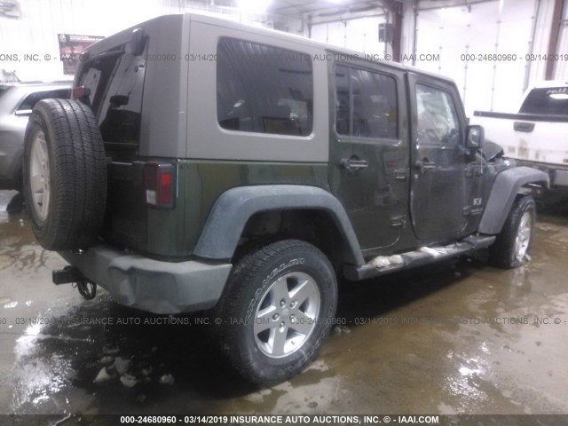 1J4GA39138L529763 - 2008 JEEP WRANGLER UNLIMITE X GREEN photo 4