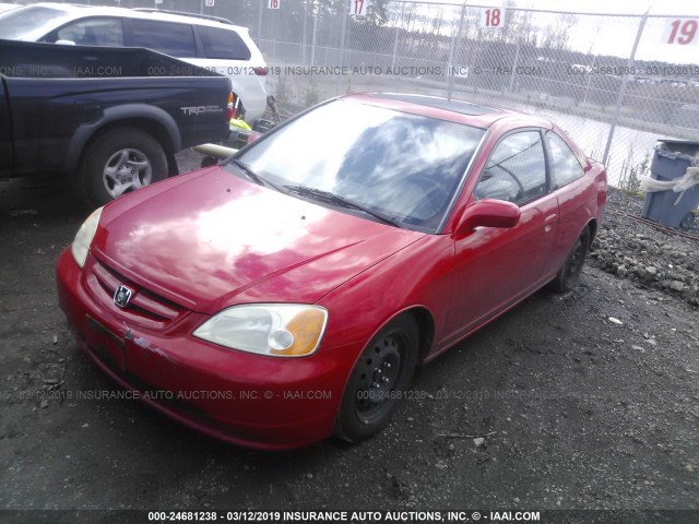 1HGEM21921L093978 - 2001 HONDA CIVIC SI/EX RED photo 2