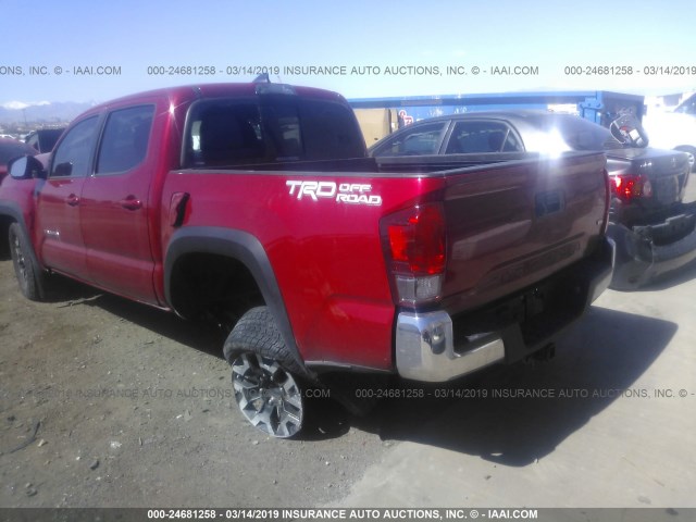 3TMAZ5CN8HM042438 - 2017 TOYOTA TACOMA DBL CAB/SR5/TRD SPORT/OR RED photo 3
