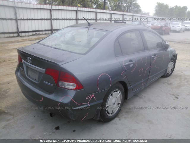 JHMFA36229S008571 - 2009 HONDA CIVIC HYBRID GRAY photo 4