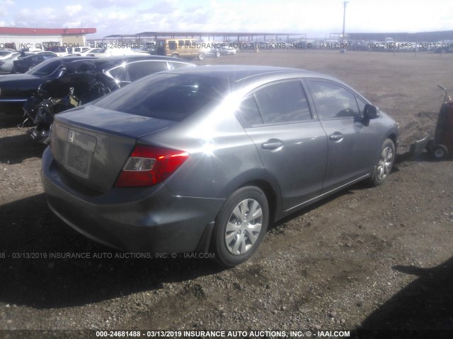 2HGFB2E53CH522692 - 2012 HONDA CIVIC LX GRAY photo 4