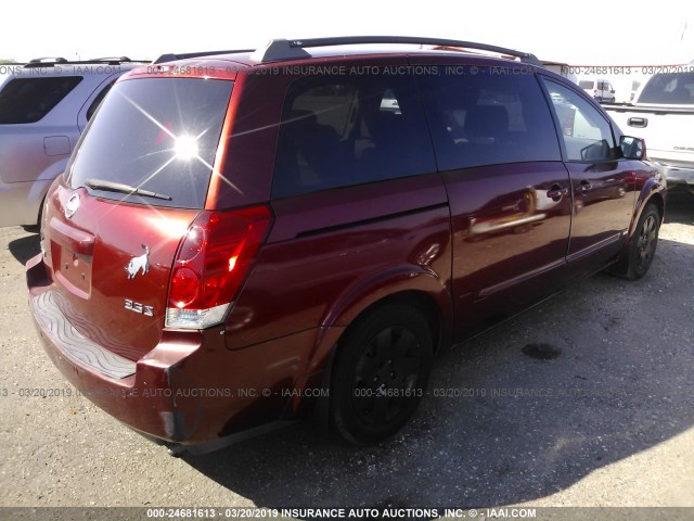 5N1BV28U96N109450 - 2006 NISSAN QUEST S/SE/SL RED photo 4