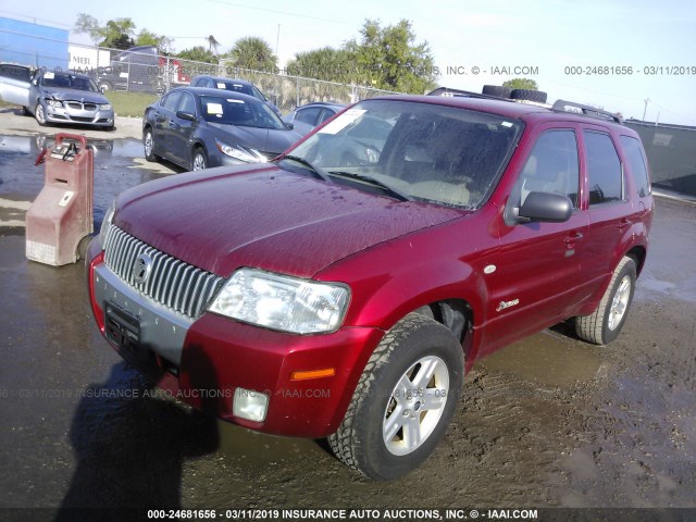 4M2CU39H67KJ02598 - 2007 MERCURY MARINER HEV RED photo 2