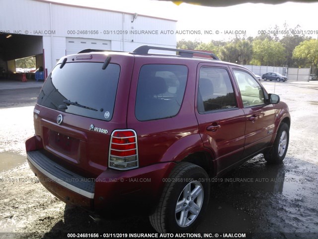 4M2CU39H67KJ02598 - 2007 MERCURY MARINER HEV RED photo 4