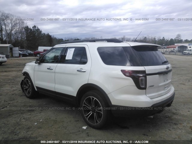 1FM5K8GT3EGA41165 - 2014 FORD EXPLORER SPORT WHITE photo 3