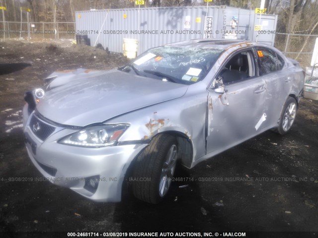 JTHCF5C29C5057034 - 2012 LEXUS IS 250 SILVER photo 2