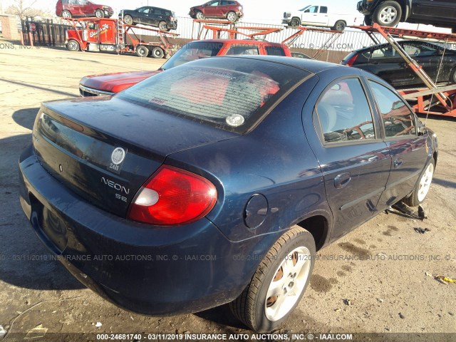 1B3ES46C82D532053 - 2002 DODGE NEON SE Dark Blue photo 4