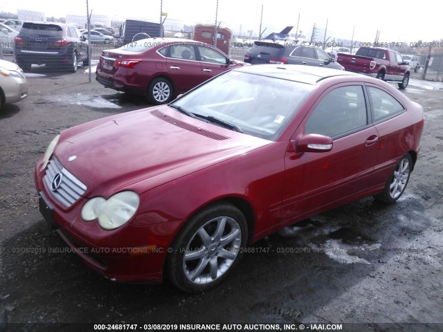 WDBRN40J24A602874 - 2004 MERCEDES-BENZ C 230K SPORT COUPE RED photo 2