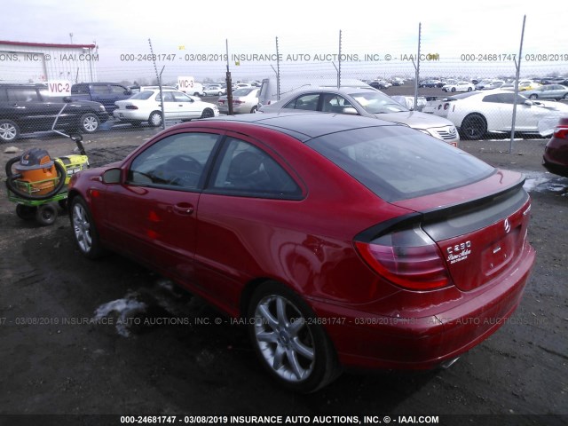 WDBRN40J24A602874 - 2004 MERCEDES-BENZ C 230K SPORT COUPE RED photo 3