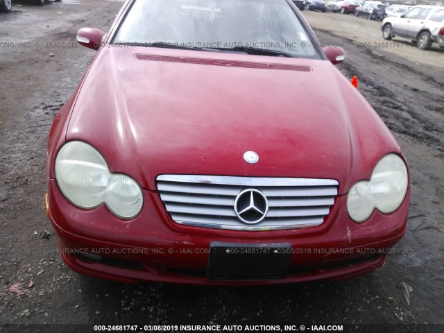 WDBRN40J24A602874 - 2004 MERCEDES-BENZ C 230K SPORT COUPE RED photo 6