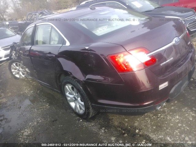 1FAHP2EWXBG127099 - 2011 FORD TAURUS SEL MAROON photo 3