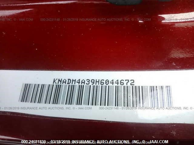 KNADM4A39H6044672 - 2017 KIA RIO LX RED photo 9