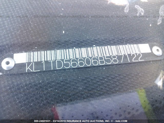 KL1TD56606B587122 - 2006 CHEVROLET AVEO LS BLACK photo 9