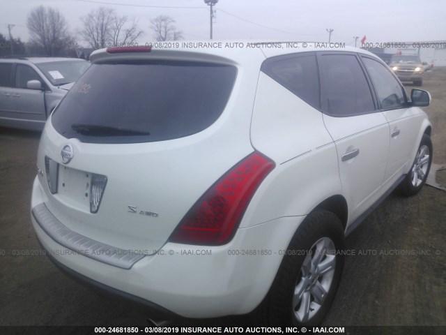 JN8AZ08W37W623871 - 2007 NISSAN MURANO WHITE photo 4