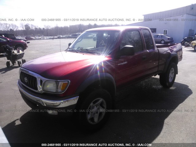 5TESN92N74Z466036 - 2004 TOYOTA TACOMA XTRACAB PRERUNNER წითელი ფოტო 2