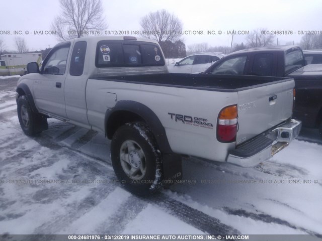 5TEWN72N22Z018578 - 2002 TOYOTA TACOMA XTRACAB SILVER photo 3