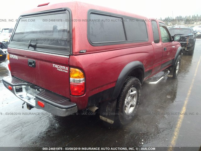 5TESM92N34Z365644 - 2004 TOYOTA TACOMA XTRACAB PRERUNNER RED photo 4