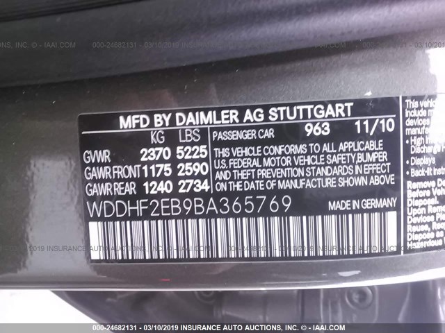 WDDHF2EB9BA365769 - 2011 MERCEDES-BENZ E 350 BLUETEC GRAY photo 9