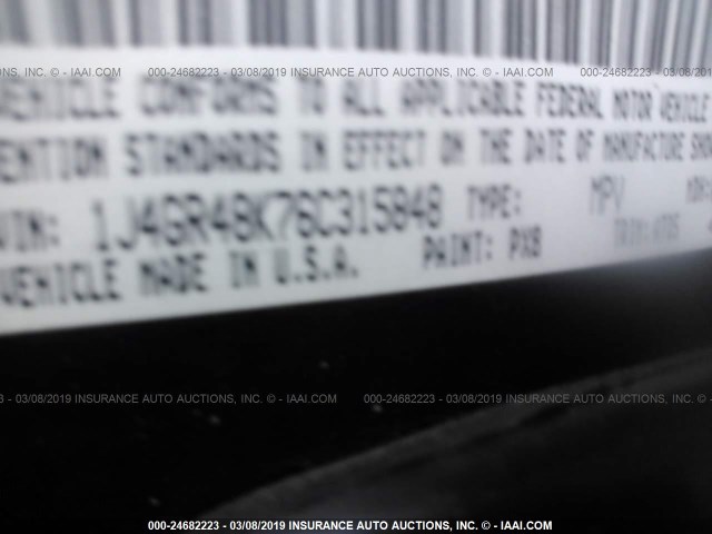 1J4GR48K76C315848 - 2006 JEEP GRAND CHEROKEE LAREDO/COLUMBIA/FREEDOM 黑色 照片 9