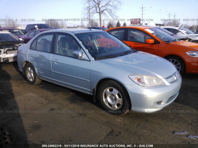 JHMES95655S000569 - 2005 HONDA CIVIC HYBRID BLUE photo 1