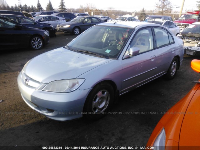 JHMES95655S000569 - 2005 HONDA CIVIC HYBRID BLUE photo 2