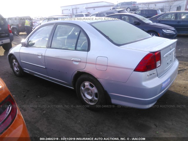 JHMES95655S000569 - 2005 HONDA CIVIC HYBRID BLUE photo 3