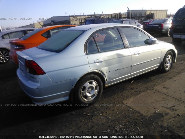 JHMES95655S000569 - 2005 HONDA CIVIC HYBRID BLUE photo 4