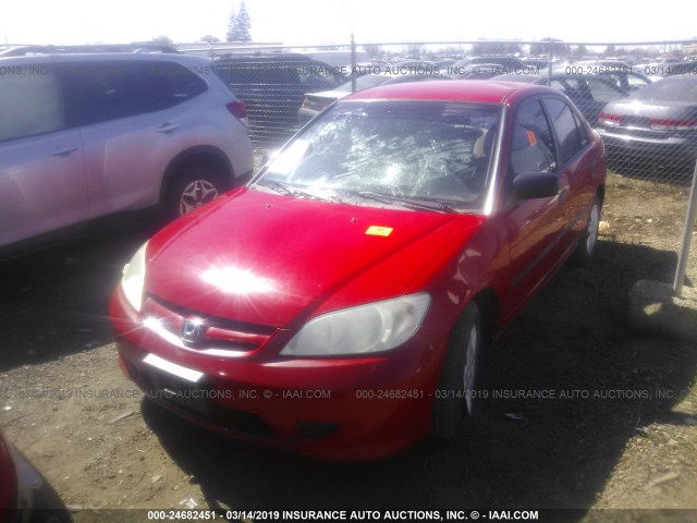 1HGES16325L028753 - 2005 HONDA CIVIC DX VP Qırmızı foto 2
