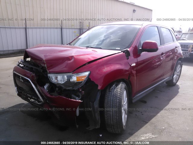 4A4AP3AU3EE007319 - 2014 MITSUBISHI OUTLANDER SPORT ES RED photo 2