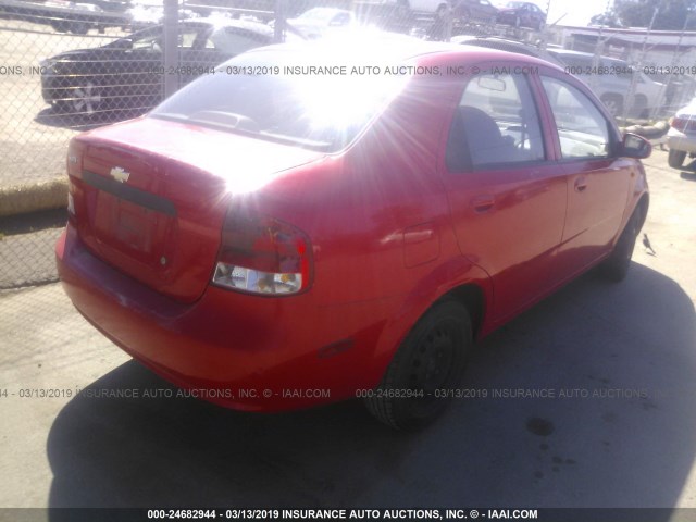 KL1TD52634B221402 - 2004 CHEVROLET AVEO RED photo 4