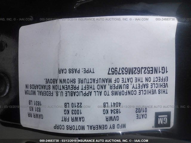 1G1NE52J62M637957 - 2002 CHEVROLET MALIBU LS BLACK photo 9