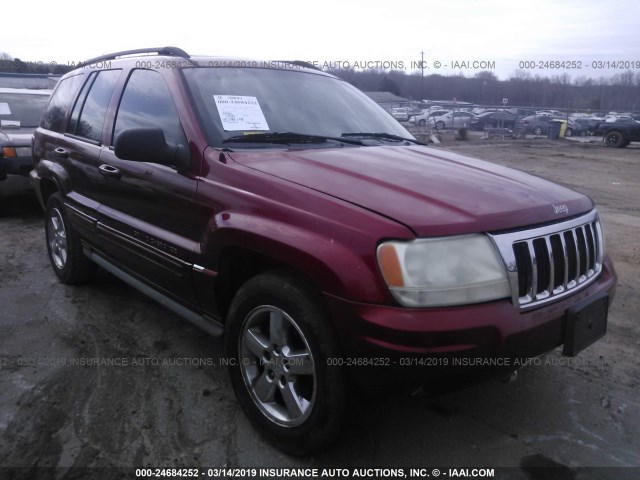 1J8GW68J64C221290 - 2004 JEEP GRAND CHEROKEE OVERLAND RED photo 1