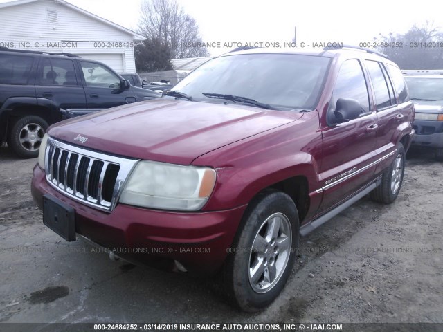 1J8GW68J64C221290 - 2004 JEEP GRAND CHEROKEE OVERLAND RED photo 2