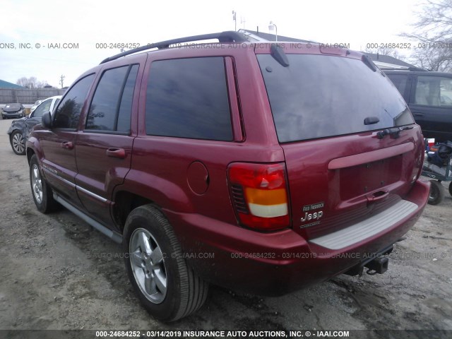 1J8GW68J64C221290 - 2004 JEEP GRAND CHEROKEE OVERLAND RED photo 3