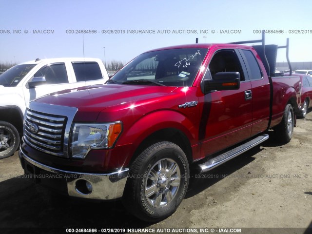 1FTEX1CM9CFB84250 - 2012 FORD F150 SUPER CAB RED photo 2