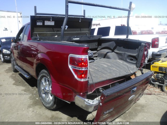 1FTEX1CM9CFB84250 - 2012 FORD F150 SUPER CAB RED photo 3