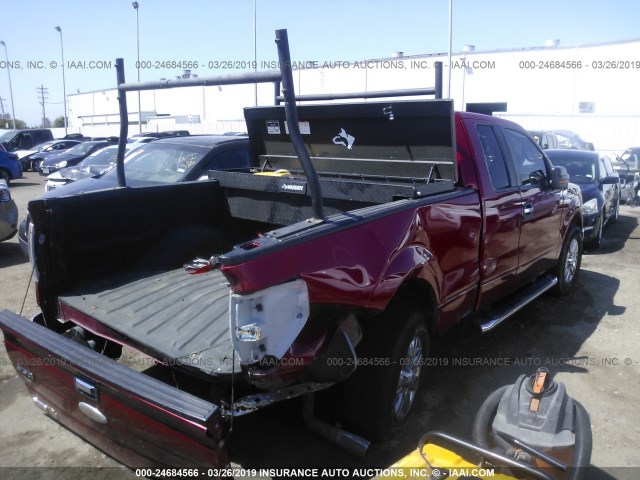 1FTEX1CM9CFB84250 - 2012 FORD F150 SUPER CAB RED photo 4