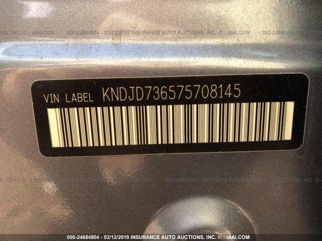 KNDJD736575708145 - 2007 KIA SORENTO EX/LX GRAY photo 9