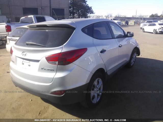 KM8JT3AB8BU272283 - 2011 HYUNDAI TUCSON GL/GLS SILVER photo 4