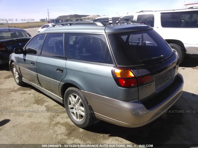 4S3BH665317621779 - 2001 SUBARU LEGACY OUTBACK TEAL photo 3