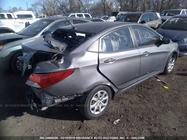 KMHCT4AE0EU744635 - 2014 HYUNDAI ACCENT GLS/GS GRAY photo 4