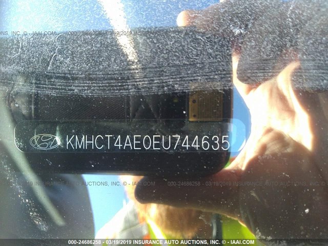 KMHCT4AE0EU744635 - 2014 HYUNDAI ACCENT GLS/GS GRAY photo 9