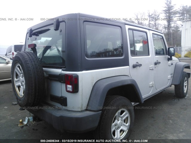 1C4BJWDG1CL122806 - 2012 JEEP WRANGLER UNLIMITE SPORT SILVER photo 4