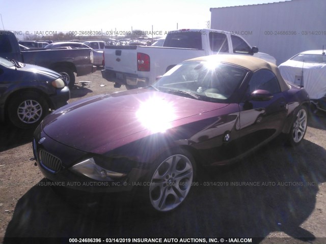 4USBT534X3LT22931 - 2003 BMW Z4 3.0 MAROON photo 2