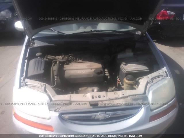 KL1TD52625B332296 - 2005 CHEVROLET AVEO LS SILVER photo 10
