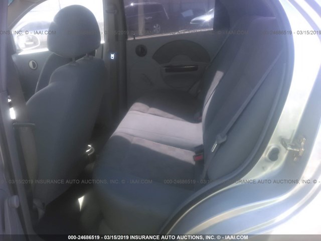 KL1TD52625B332296 - 2005 CHEVROLET AVEO LS SILVER photo 8