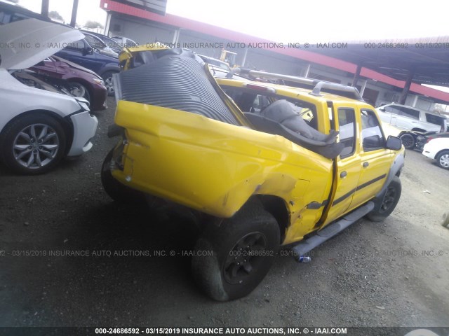 1N6ED29X22C325656 - 2002 NISSAN FRONTIER CREW CAB XE/CREW CAB SE YELLOW photo 4