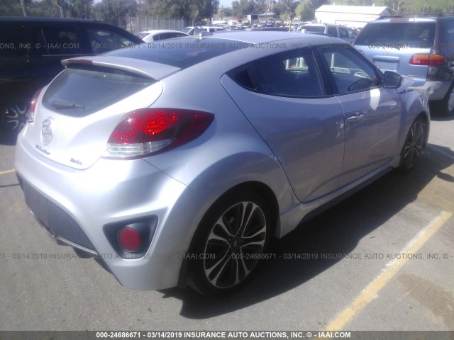 KMHTC6AE8GU255947 - 2016 HYUNDAI VELOSTER TURBO SILVER photo 4