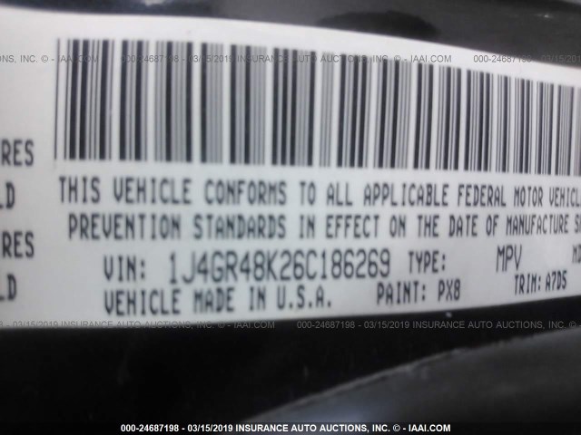 1J4GR48K26C186269 - 2006 JEEP GRAND CHEROKEE LAREDO/COLUMBIA/FREEDOM 黑色 照片 9